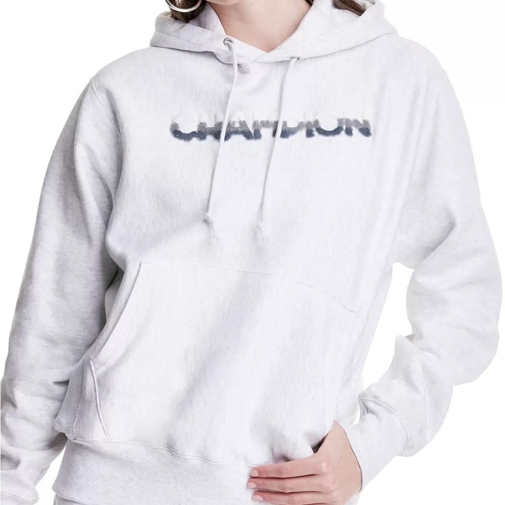 CHAMPION Womens Gray Pocketed Ribbed Drawstring Hood Long Sleeve Hoodie Multiple